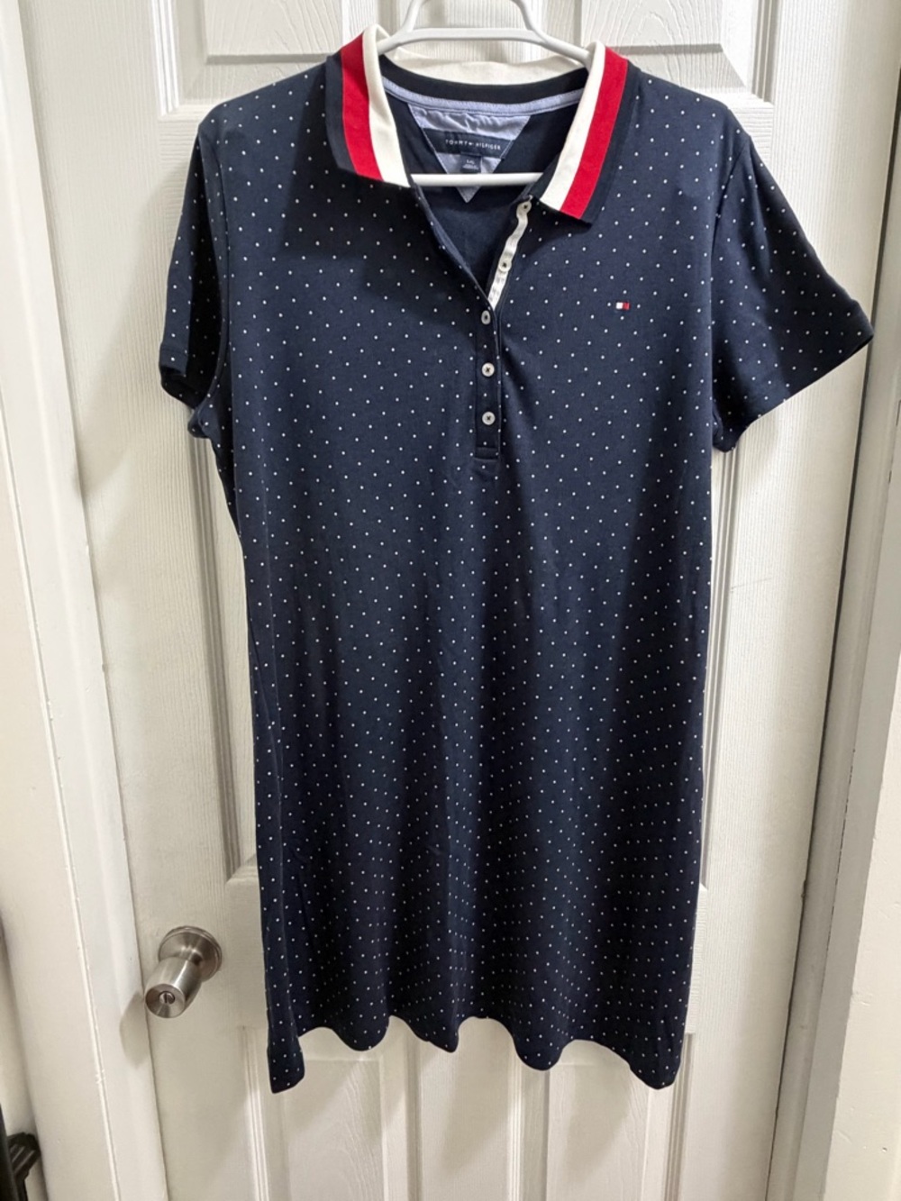 Tommy Hilfiger Navy Polo Dress with Red-Trim Collar